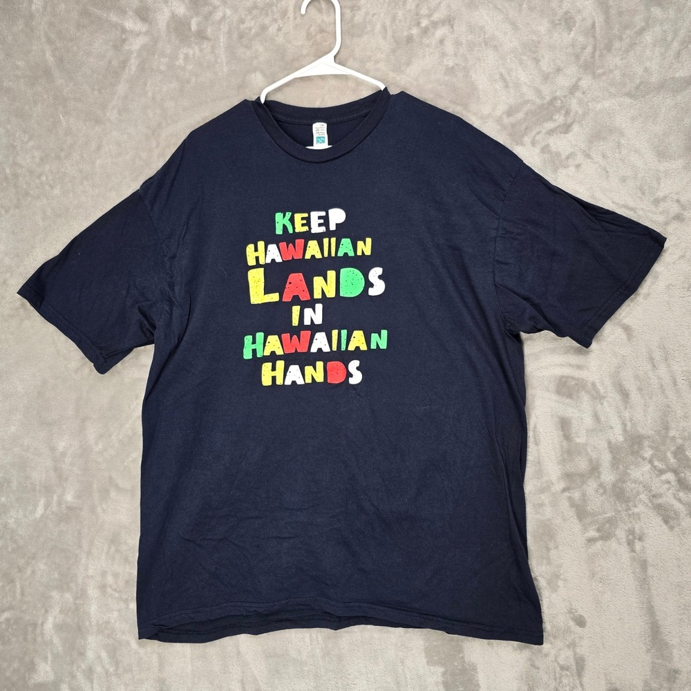 Mens 3XL T Shirt Navy Blue Keep Hawaiian Lands In Hawaiian Hands Graphic Tee